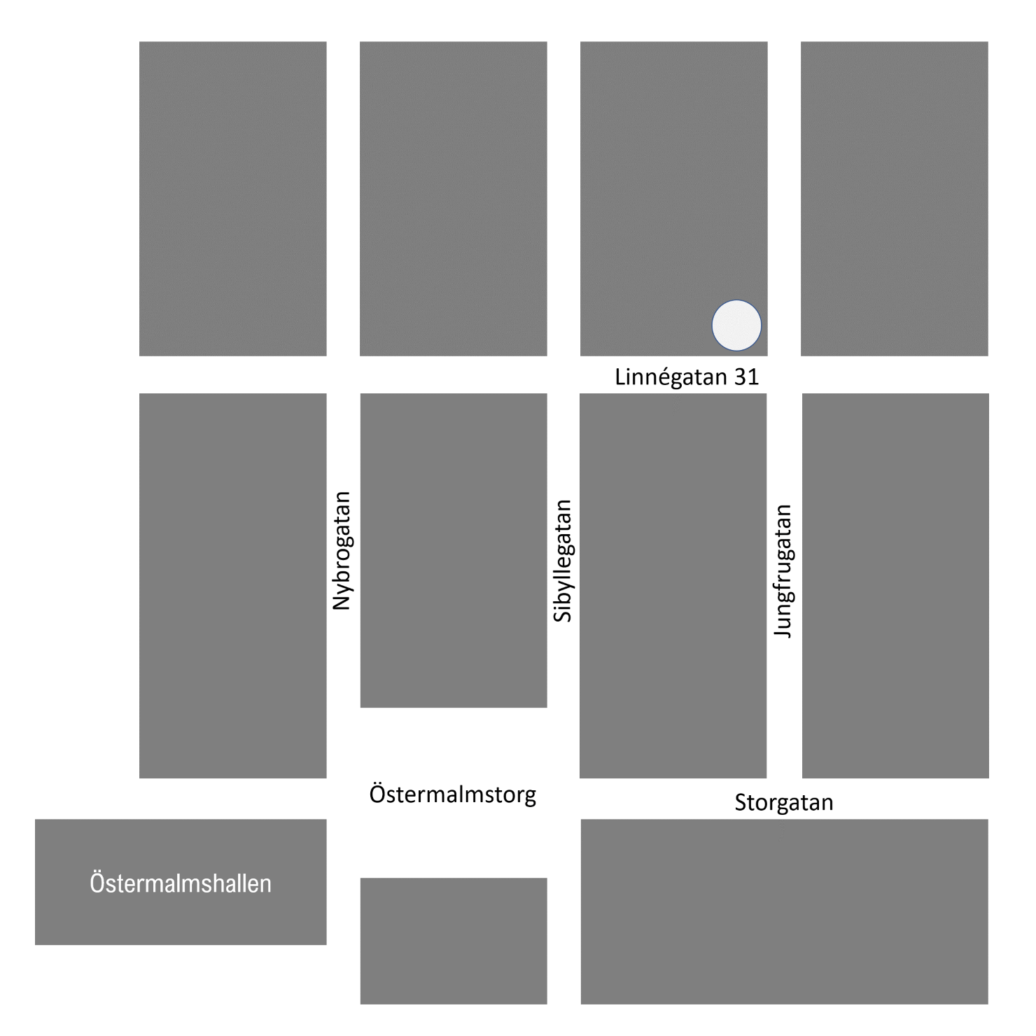 Karta för att hitta till PM Stockholm på Linnégatan 31, Stockholm. Det är i stadsdelen Östermalm, nära Östermalmstorg.